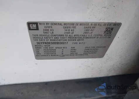 2013 Cadillac Srx Performance Collection from USA, damaged, VIN 3GYFNDE38DS636017